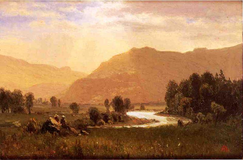 Albert Bierstadt Figures_in_a_Hudson_River_Landscape Sweden oil painting art